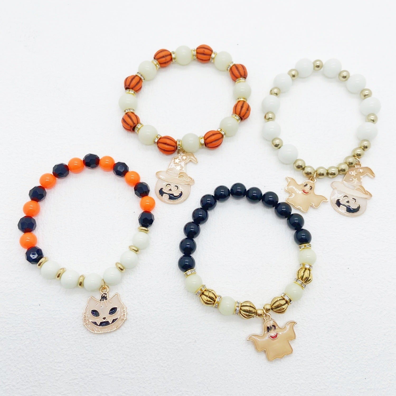 Halloween Vintage Bracelet Pumpkin Head Witch Hat Kitten Geometric Gothic Natural Stone Multicolor Beaded Bracelet Woman Party Prom Halloween - Bellarte Enchanté Halloween Vintage Bracelet Pumpkin Head Witch Hat Kitten Geometric Gothic Natural Stone Multicolor Beaded Bracelet Woman Party Prom Halloween